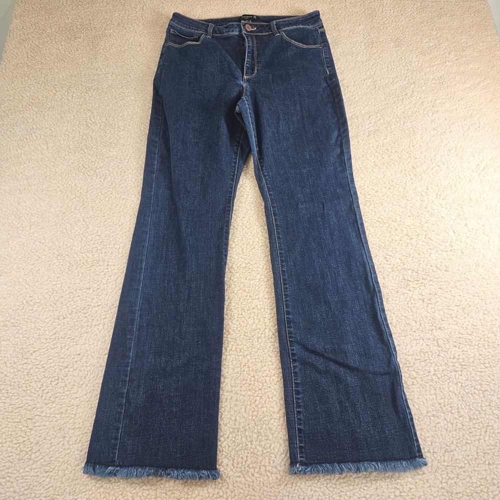 Susan Graver Jeans Womens 8 Blue Frayed Hem Stretch Denim Casual Boho Chic